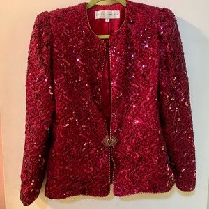 Vintage Sequin Blazer with Jeweled Gold Clasp